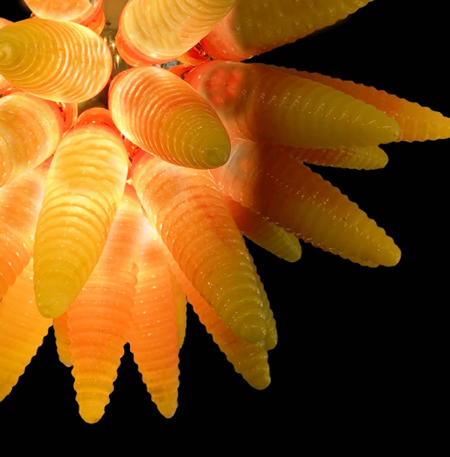 Vetreria Artistica Rosa Sole 2 30-Lights Faded Yellow Orange Glass Chandelier