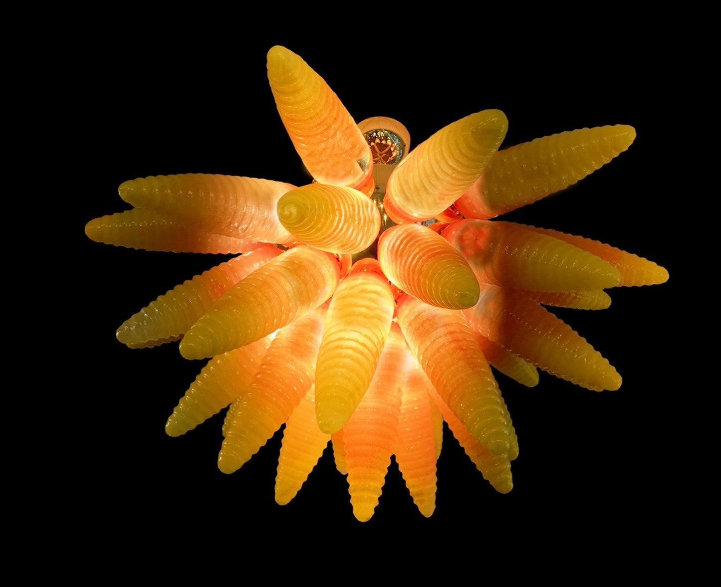 Vetreria Artistica Rosa Sole 2 30-Lights Faded Yellow Orange Glass Chandelier