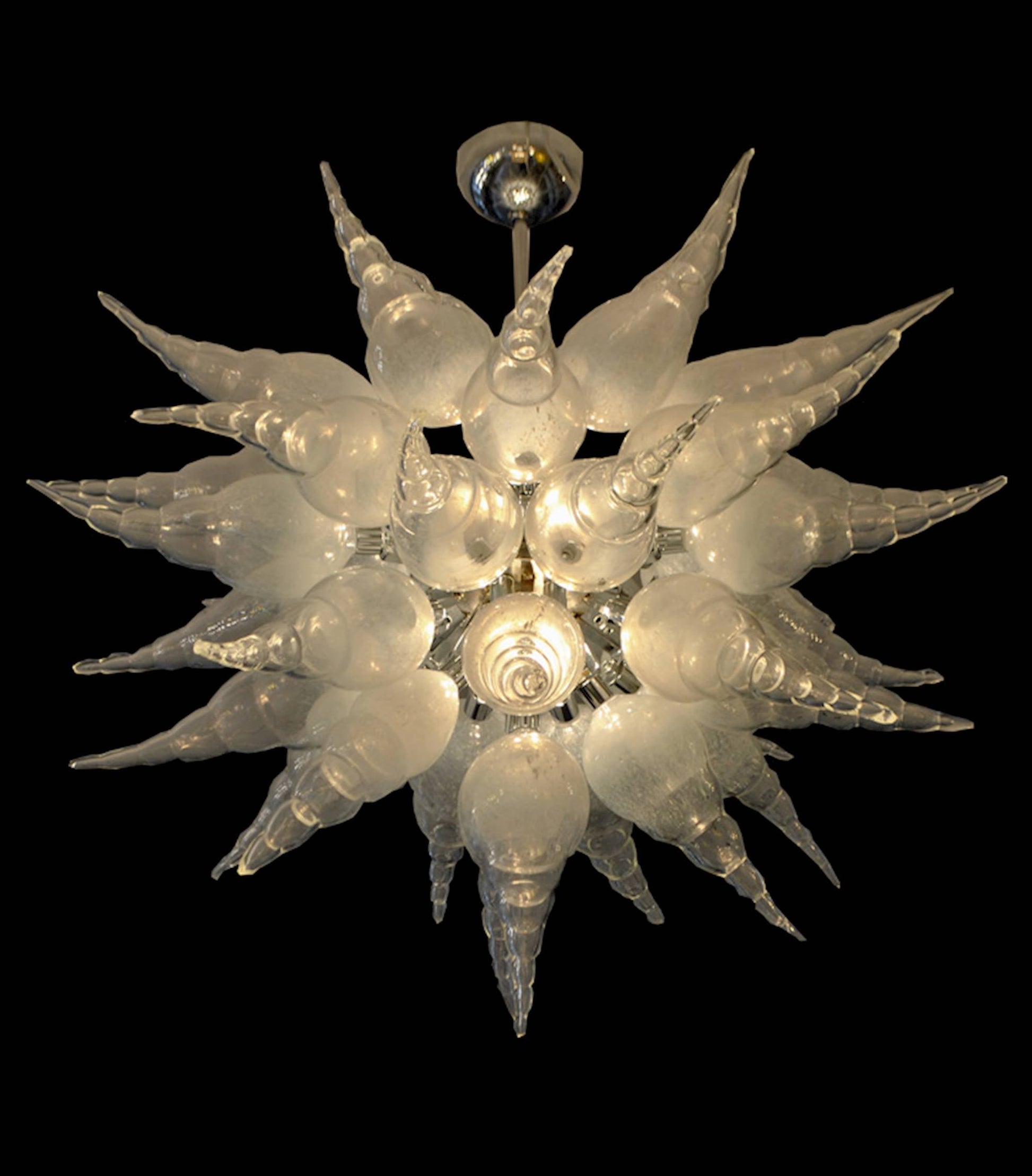 Vetreria Artistica Rosa Solfine 8-Lights White and Yellow Shade Transparent Glass Chandelier