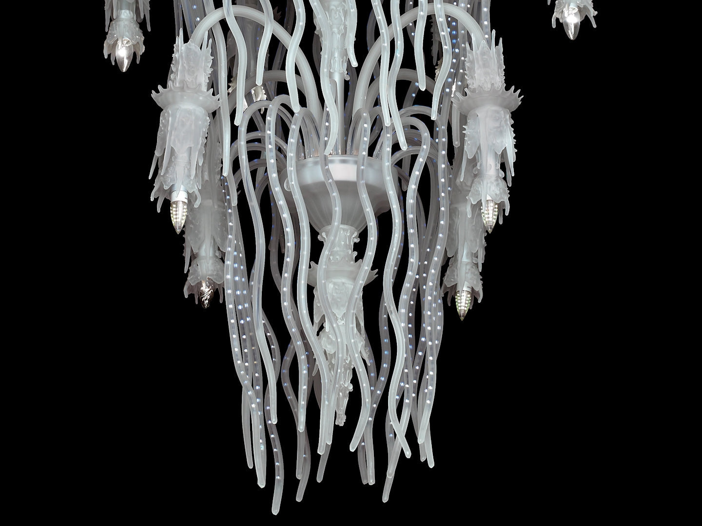 Vetreria Artistica Rosa Stalattite 12-Lights Limestone Design White Glass Chandelier