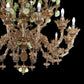 Vetreria Artistica Rosa Stella 32-Lights Dark Amber With Acid Green Paste Flowers Glass Chandelier