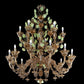 Vetreria Artistica Rosa Stella 32-Lights Dark Amber With Acid Green Paste Flowers Glass Chandelier
