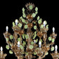 Vetreria Artistica Rosa Stella 32-Lights Dark Amber With Acid Green Paste Flowers Glass Chandelier