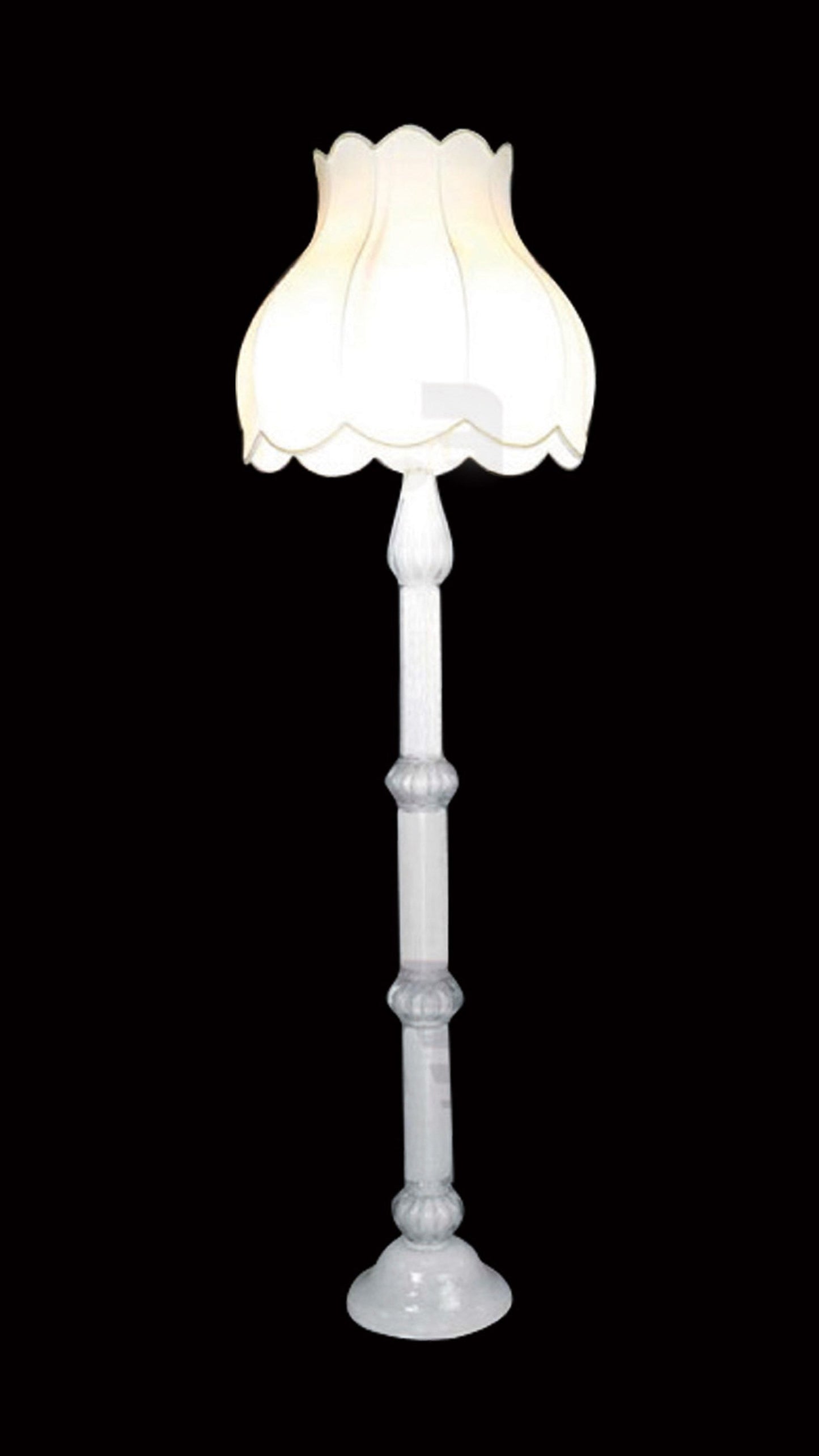 Vetreria Artistica Rosa Suprema 71" White Glass Frame With White Flower-Shaped Fabric Shade Floor Lamp
