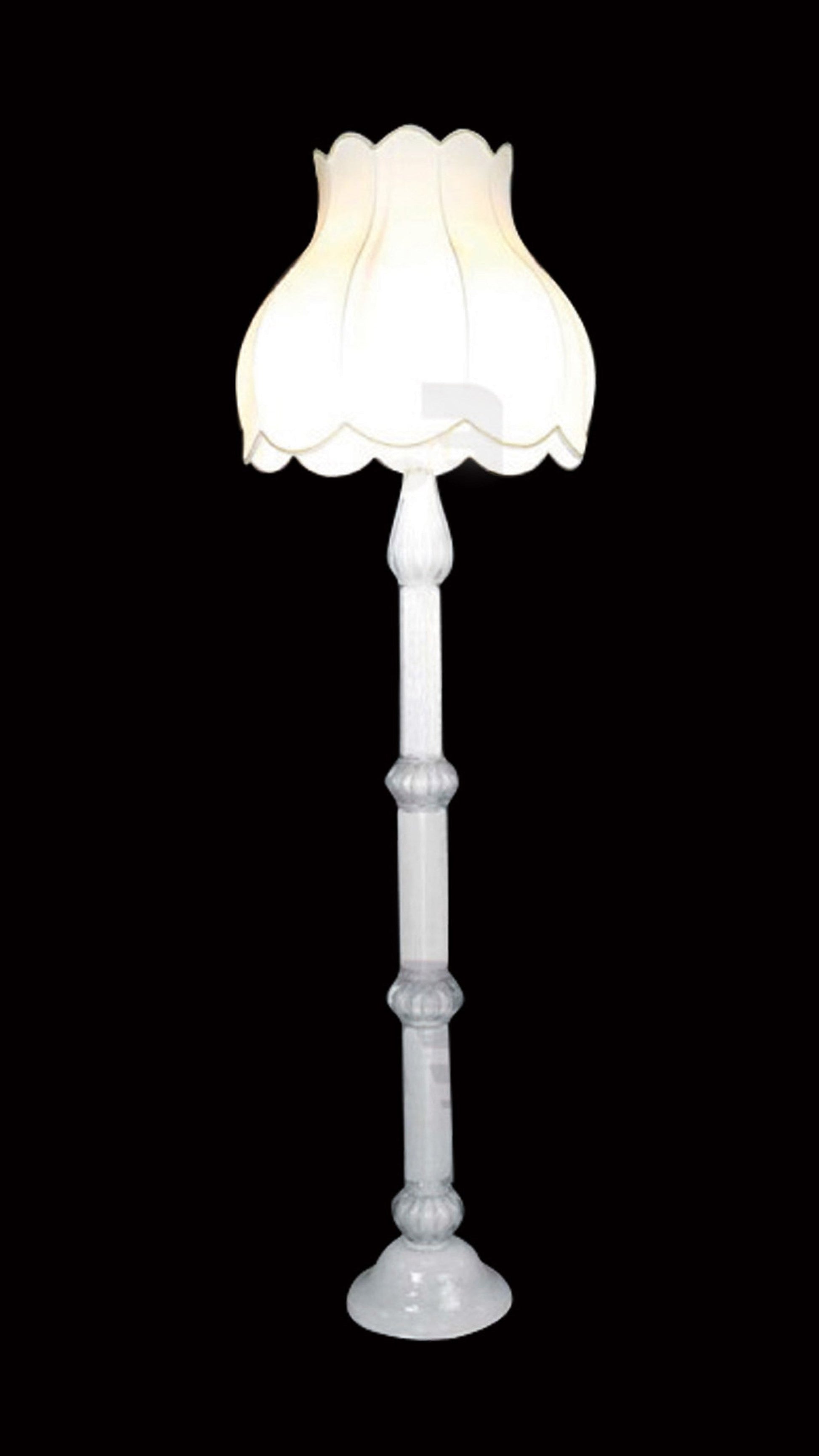 Vetreria Artistica Rosa Suprema 71" White Glass Frame With White Flower-Shaped Fabric Shade Floor Lamp