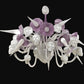 Vetreria Artistica Rosa Teschi 16-Lights White Pastel Base With Amethyst Details Glass Chandelier
