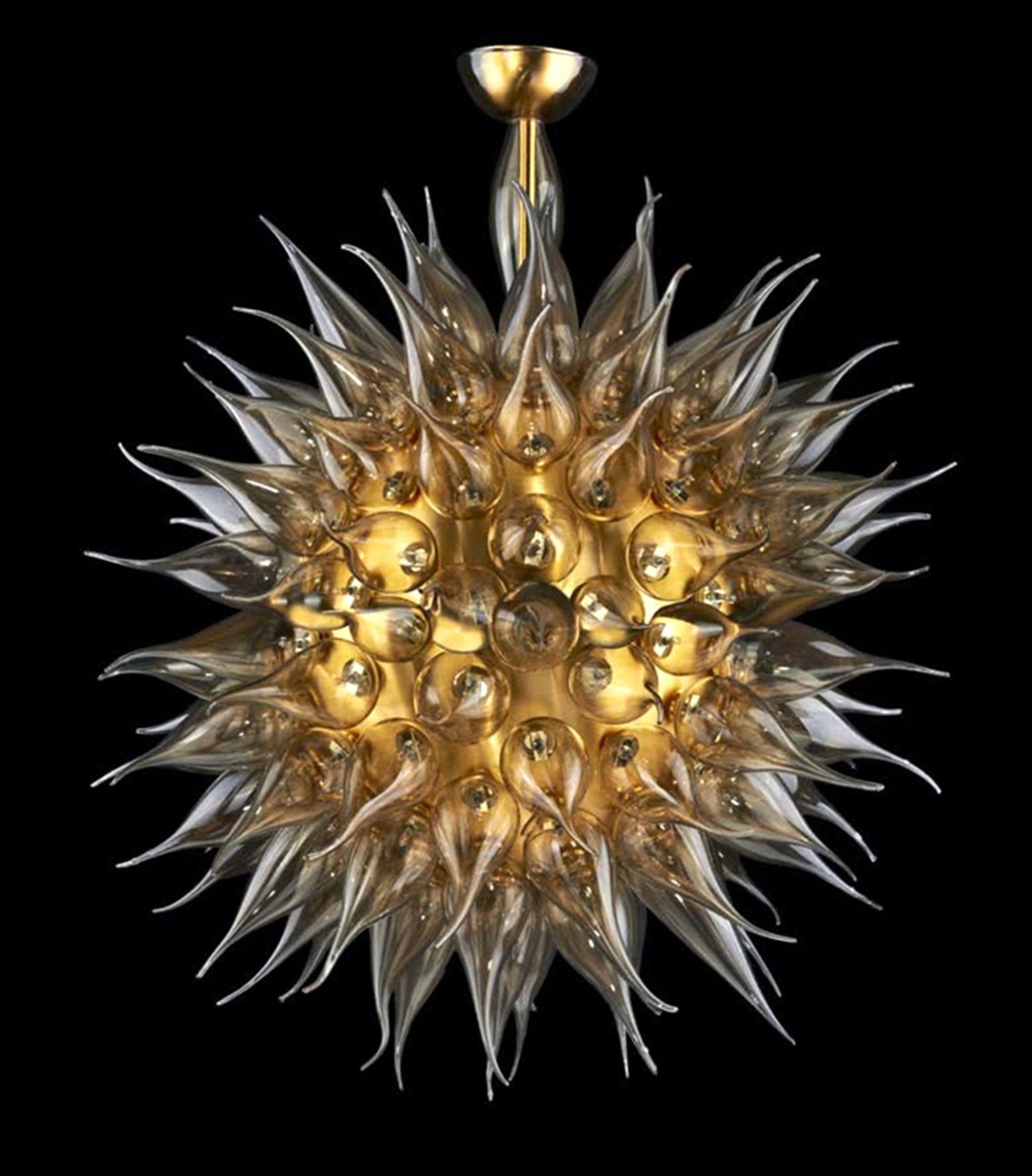 Vetreria Artistica Rosa Tramonto 109-Lights Gold Smoky Flame Glass Chandelier