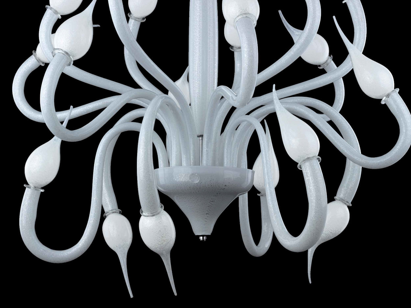 Vetreria Artistica Rosa Universo 18-Lights White Base With White Spike Shade Glass Chandelier