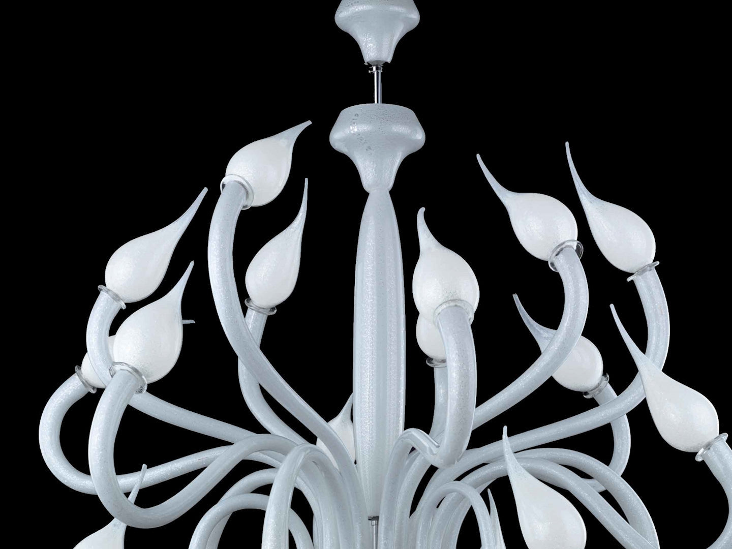 Vetreria Artistica Rosa Universo 18-Lights White Base With White Spike Shade Glass Chandelier