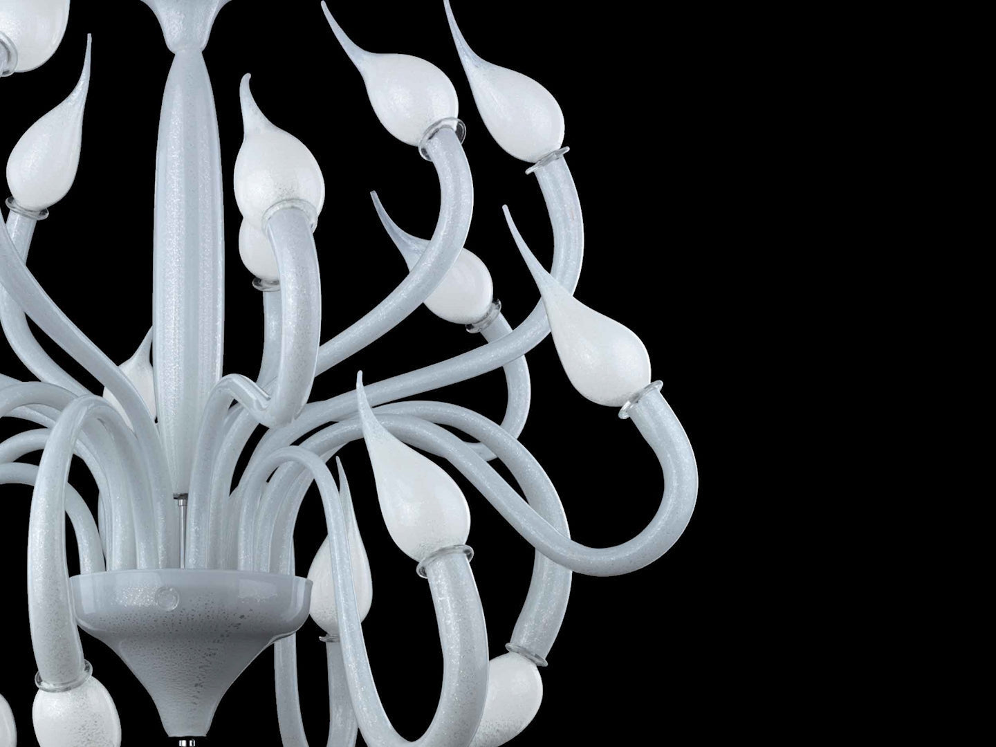 Vetreria Artistica Rosa Universo 18-Lights White Base With White Spike Shade Glass Chandelier