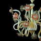 Vetreria Artistica Rosa Van Gogh 18-Lights Green and Amber Base With Yellow Orange Flower Accent Glass Chandelier