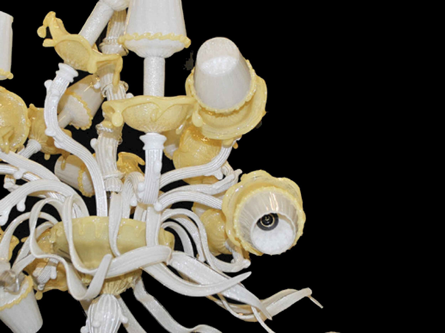 Vetreria Artistica Rosa Vento 12-Lights White Base With Ivory Details Glass Chandelier