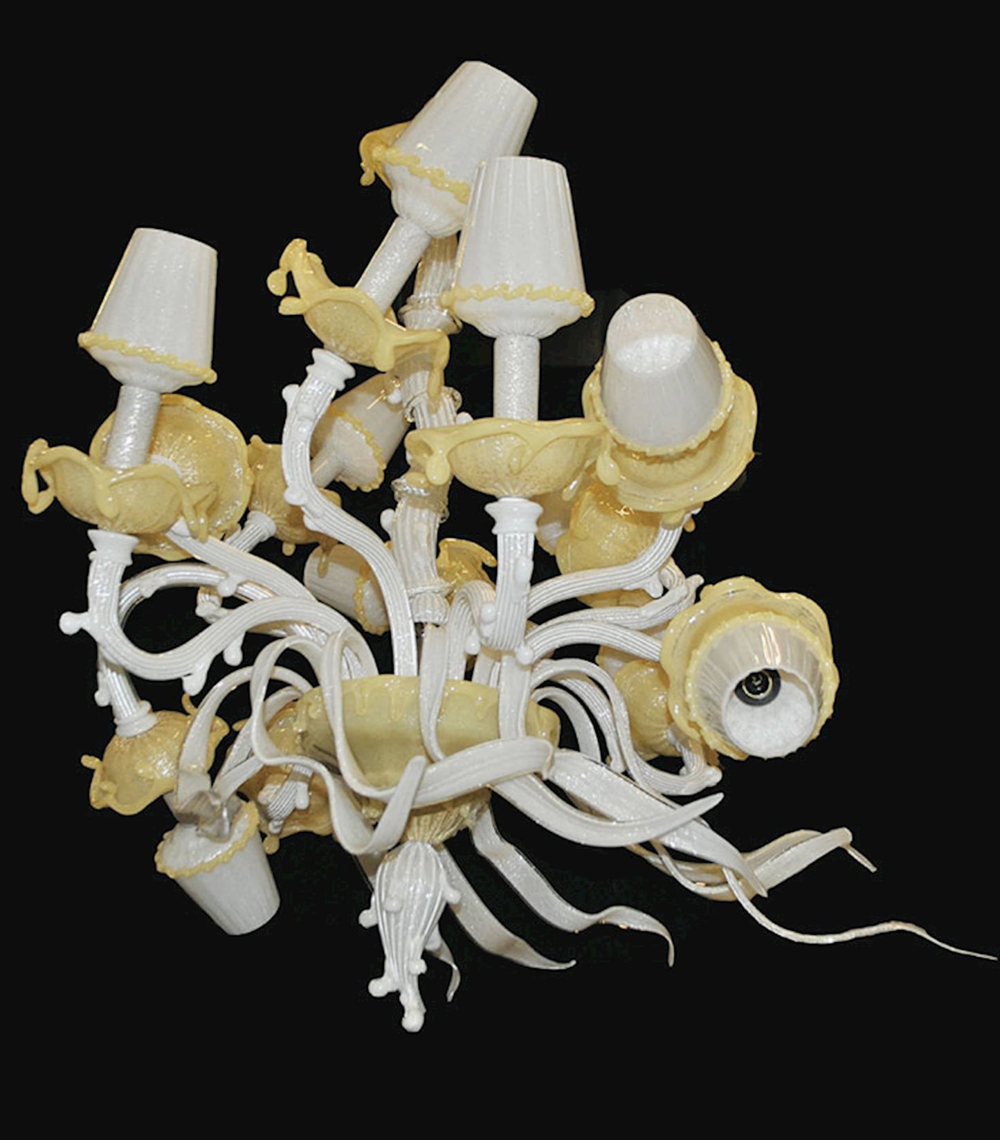 Vetreria Artistica Rosa Vento 12-Lights White Base With Ivory Details Glass Chandelier