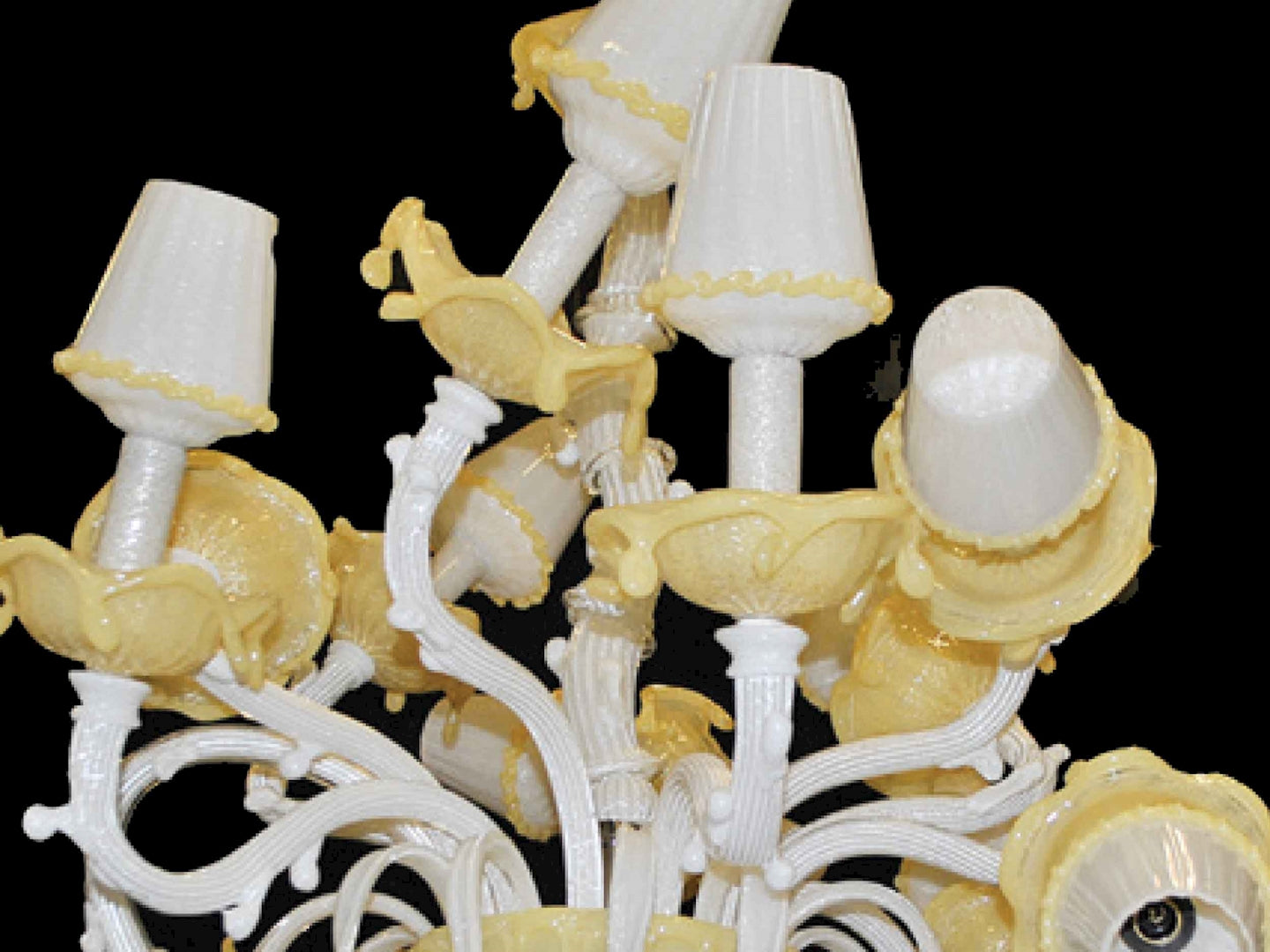 Vetreria Artistica Rosa Vento 12-Lights White Base With Ivory Details Glass Chandelier