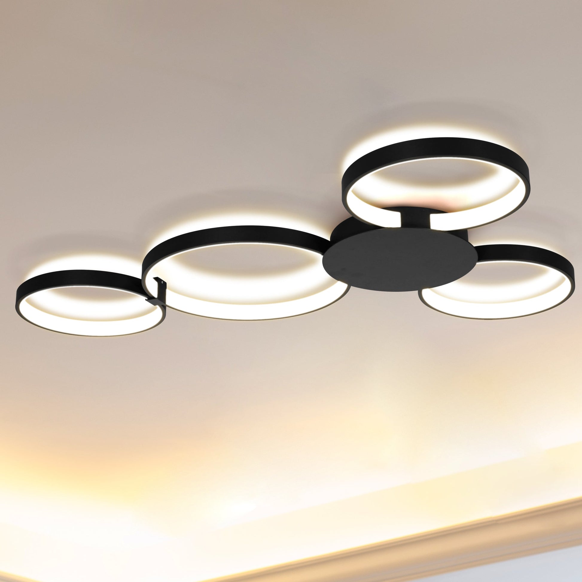 Vonn Lighting Capella 43" Multi-Ring Black Integrated LED Semi-Flush Mount