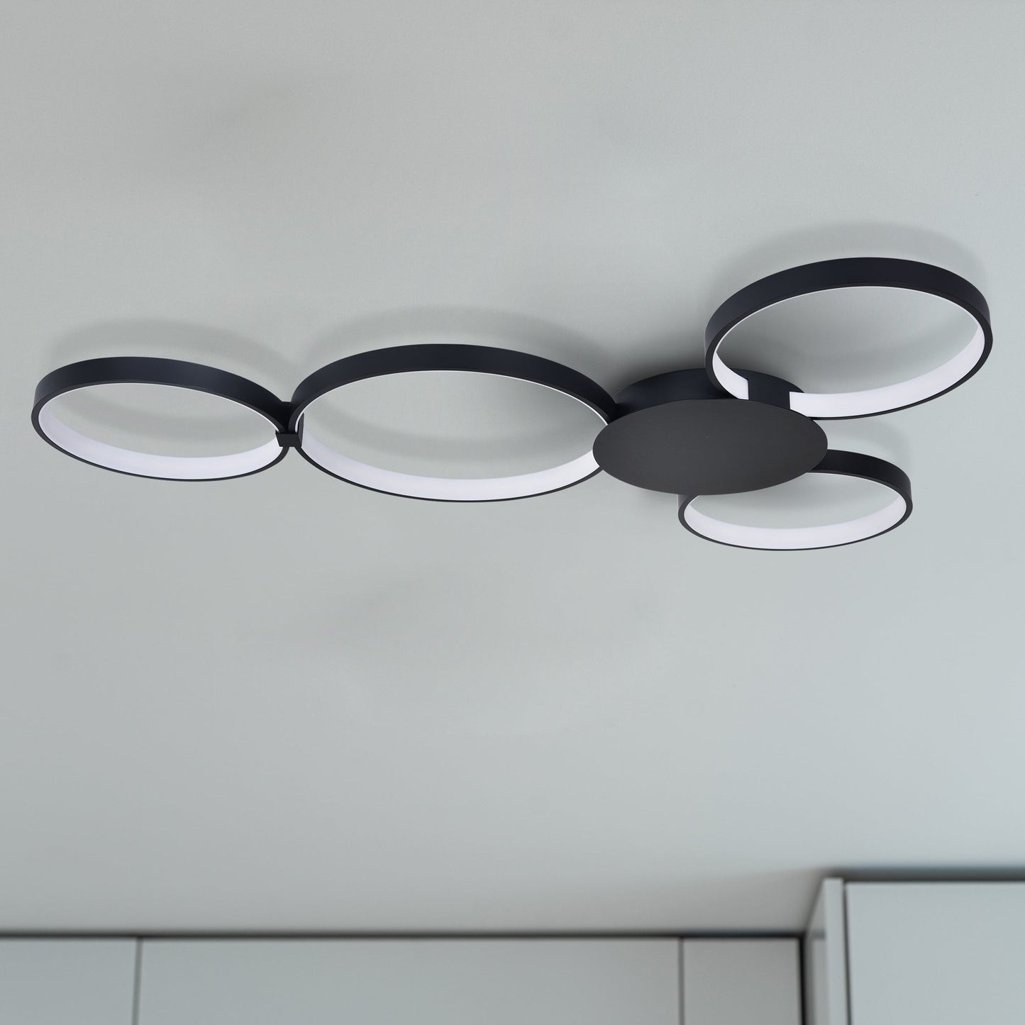Vonn Lighting Capella 43" Multi-Ring Black Integrated LED Semi-Flush Mount