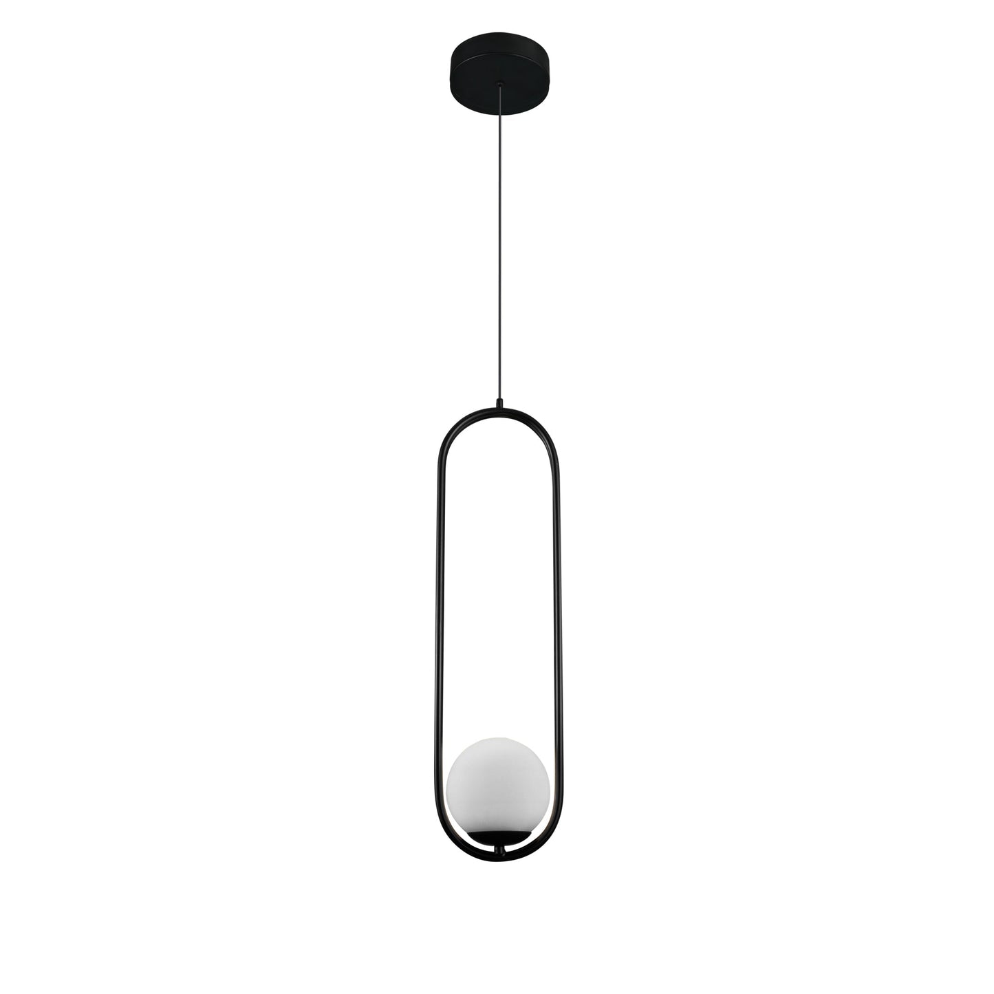 Vonn Lighting Capri 7" Black Integrated LED Pendant With Frosted White Glass Shade