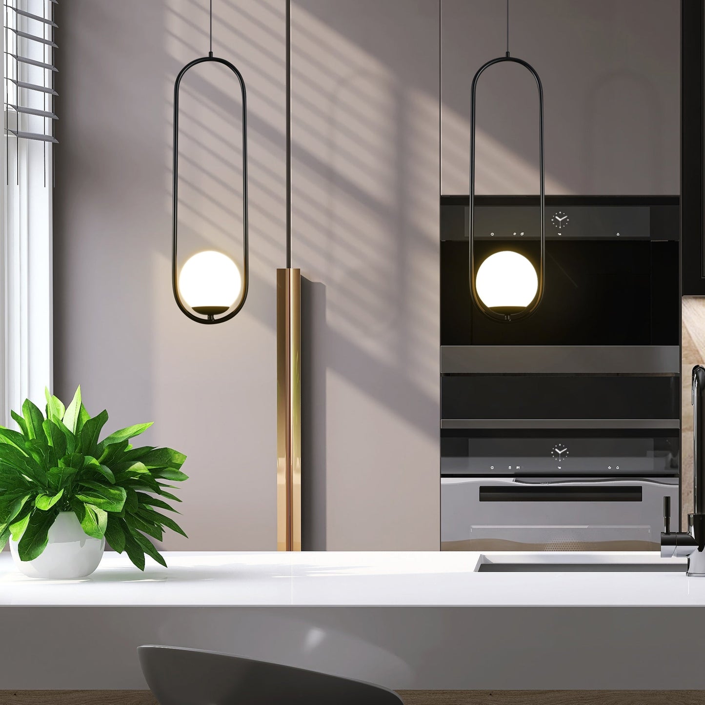 Vonn Lighting Capri 7" Black Integrated LED Pendant With Frosted White Glass Shade