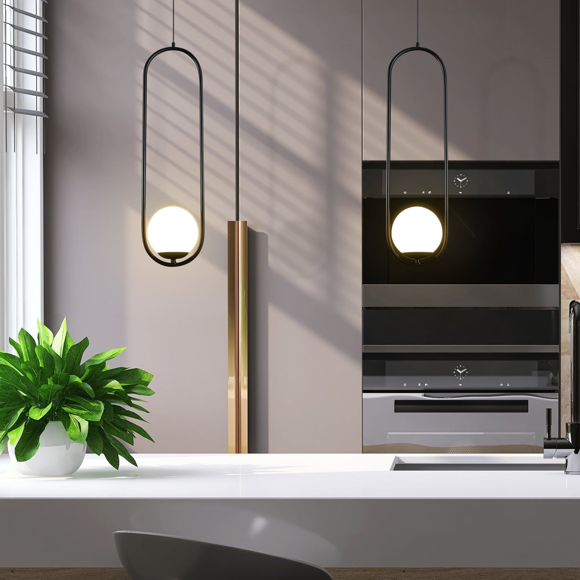 Vonn Lighting Capri 7" Black Integrated LED Pendant With Frosted White Glass Shade