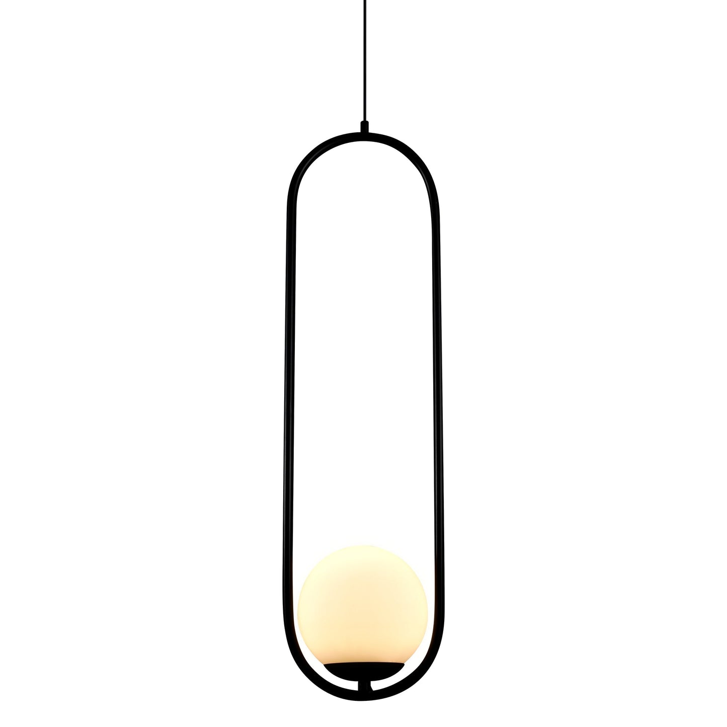 Vonn Lighting Capri 7" Black Integrated LED Pendant With Frosted White Glass Shade