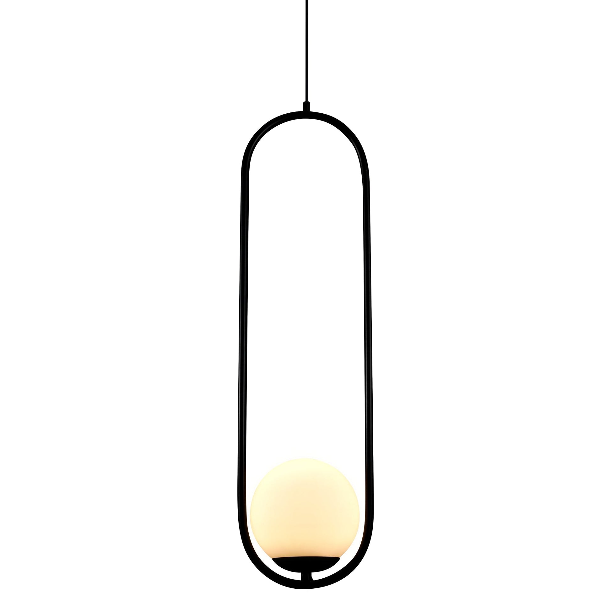 Vonn Lighting Capri 7" Black Integrated LED Pendant With Frosted White Glass Shade