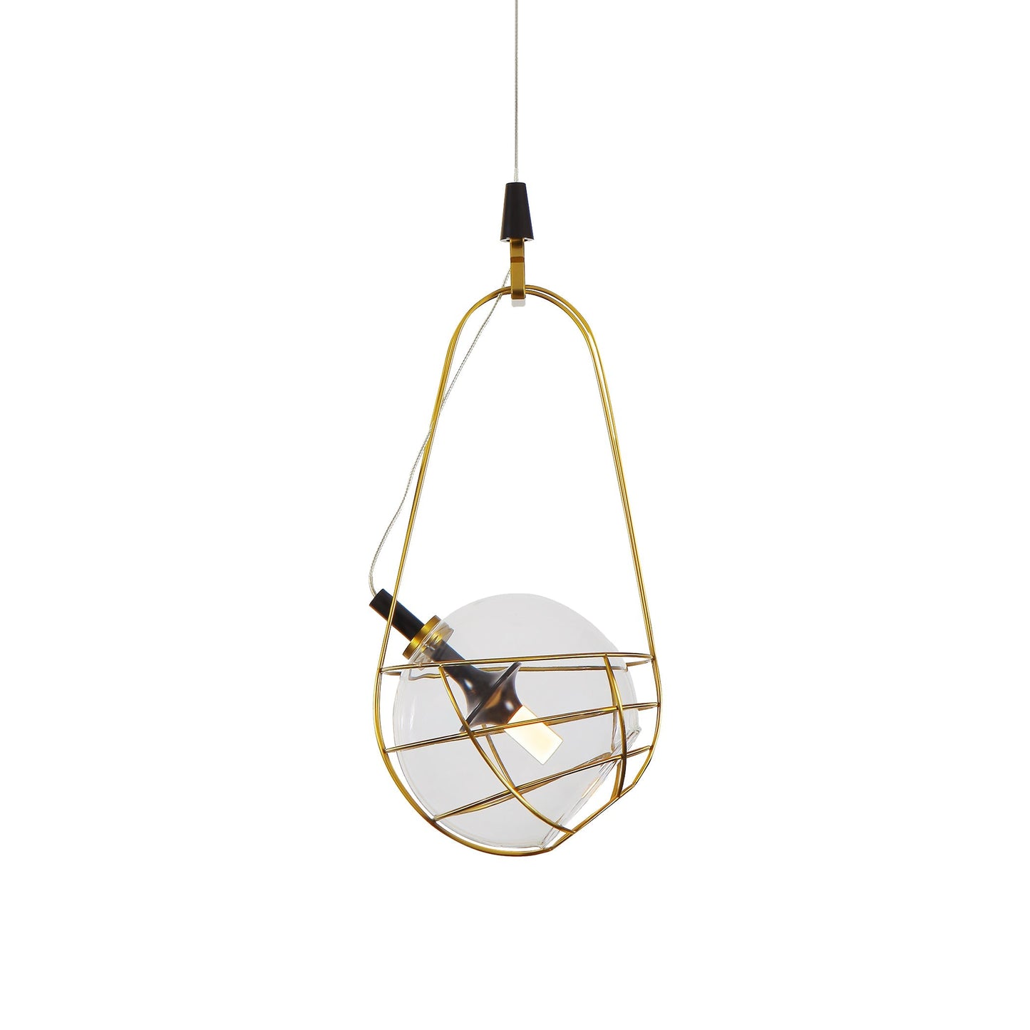 Vonn Lighting Firenze 8" Antique Brass Integrated LED Pendant With Clear Glass Shade