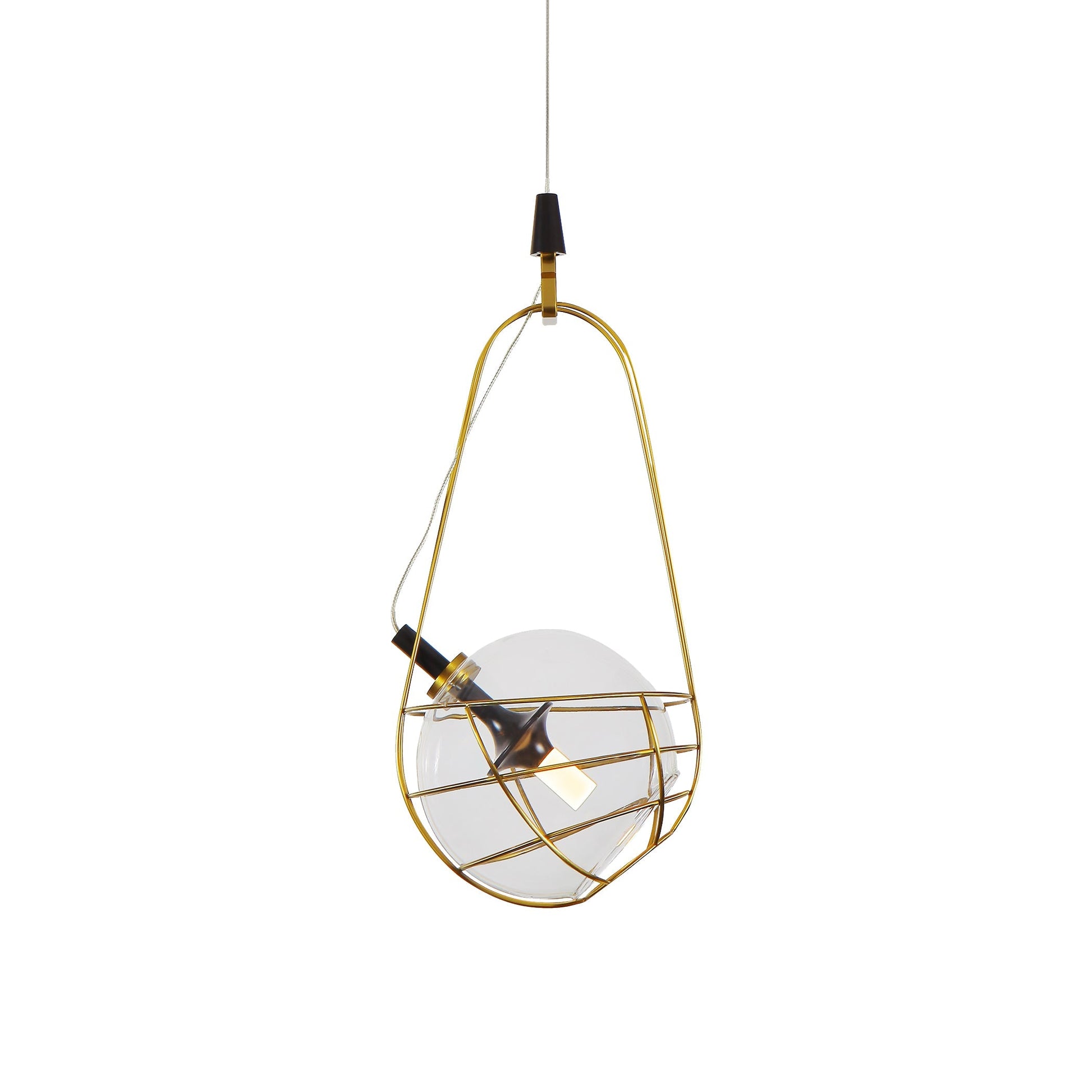 Vonn Lighting Firenze 8" Antique Brass Integrated LED Pendant With Clear Glass Shade