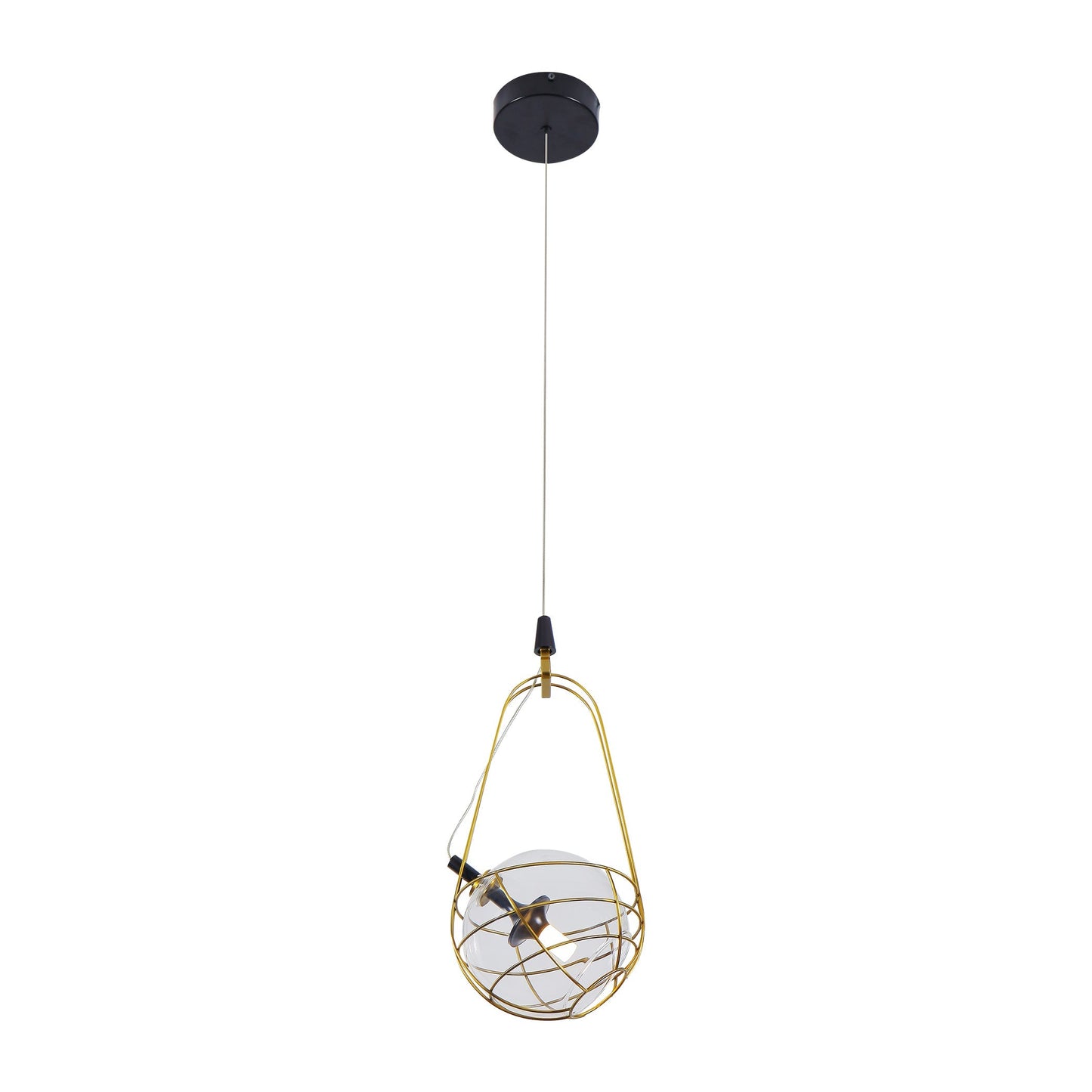 Vonn Lighting Firenze 8" Antique Brass Integrated LED Pendant With Clear Glass Shade