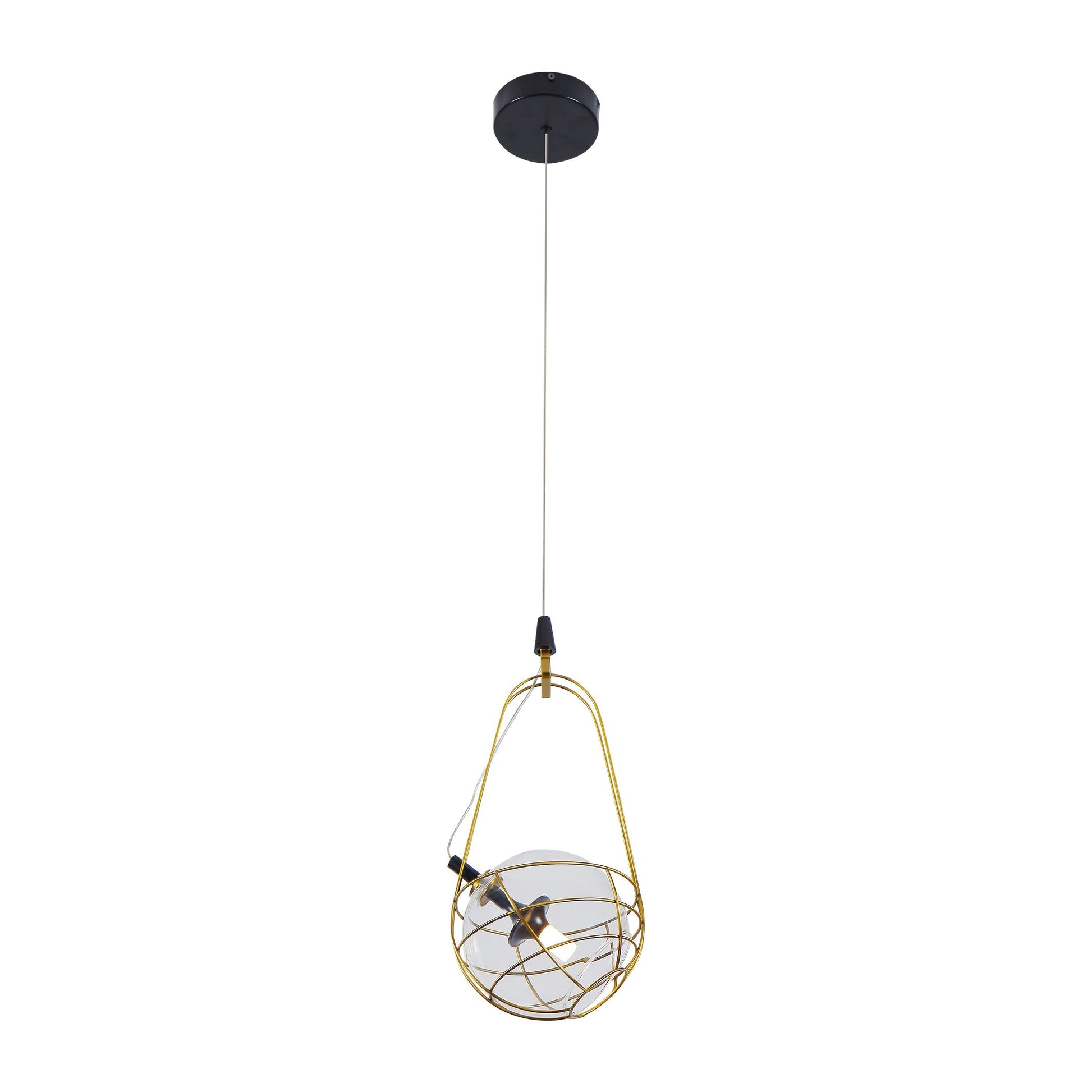 Vonn Lighting Firenze 8" Antique Brass Integrated LED Pendant With Clear Glass Shade