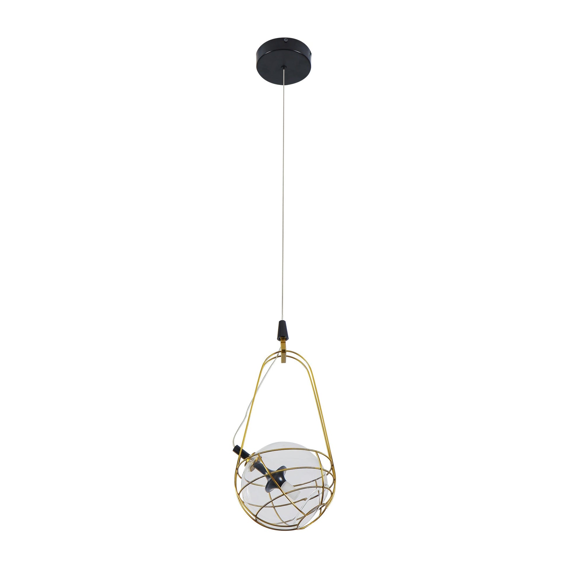 Vonn Lighting Firenze 8" Antique Brass Integrated LED Pendant With Clear Glass Shade