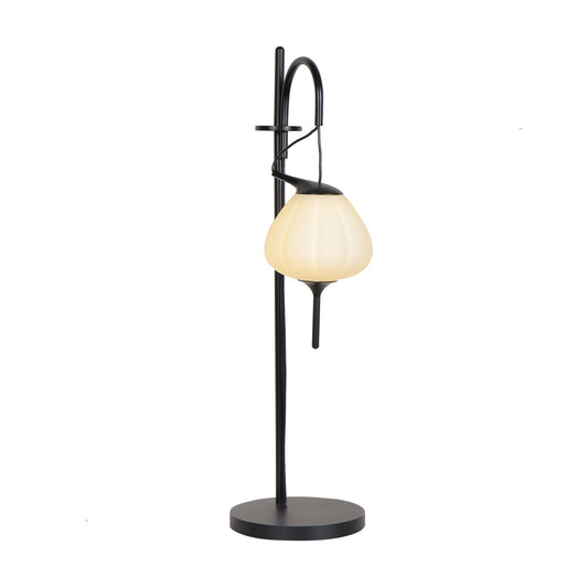 Vonn Lighting Lecce 20" Black Integrated LED Table Lamp With Frosted White Glass Shade