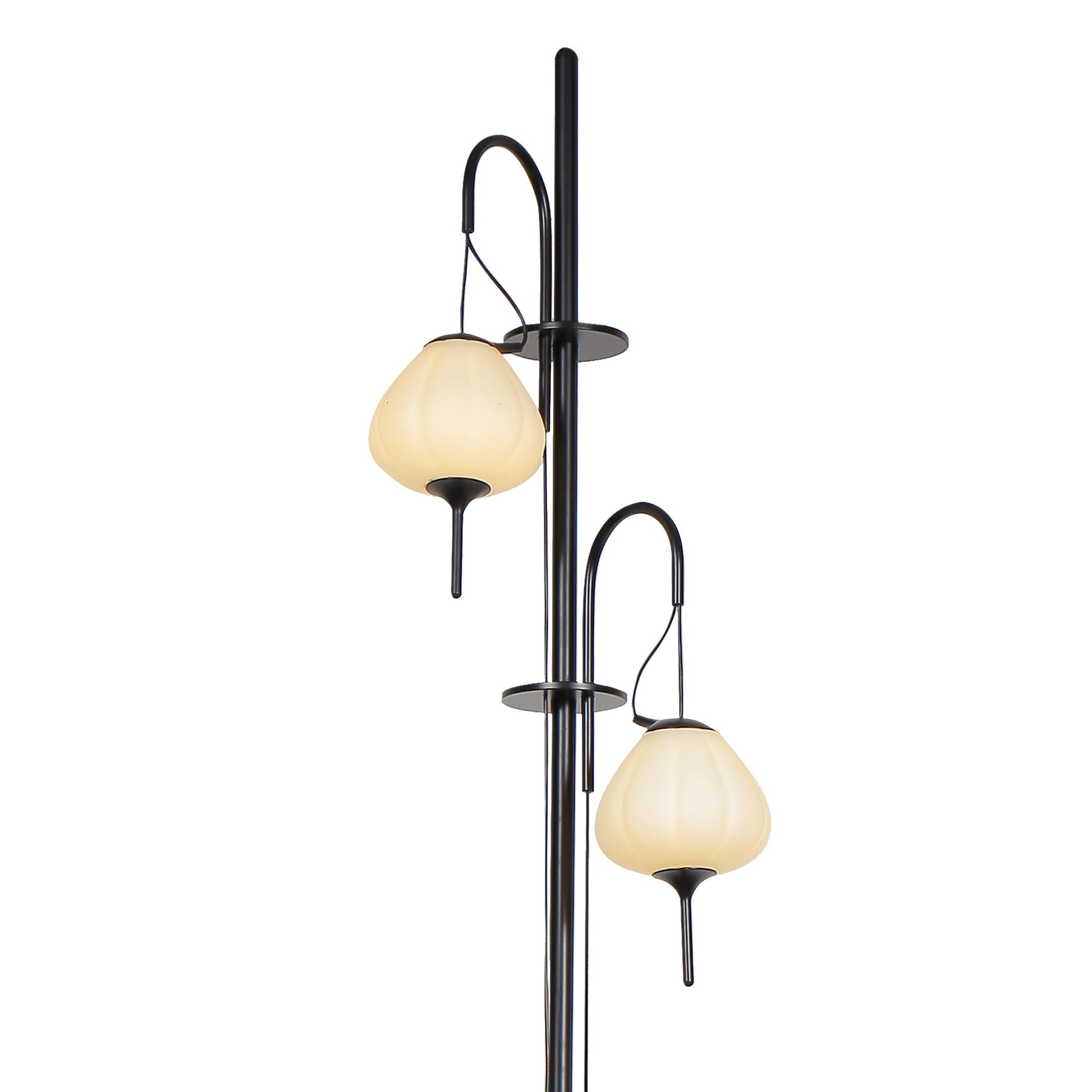 Vonn Lighting Lecce 70" Black Integrated LED Floor Lamp With Frosted White Glass Shades