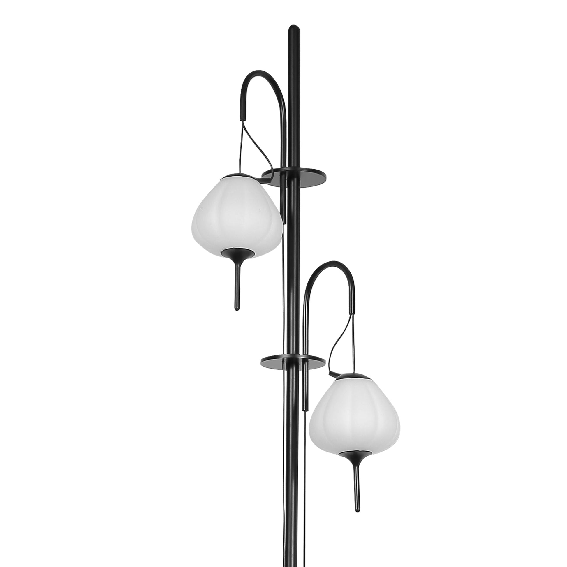 Vonn Lighting Lecce 70" Black Integrated LED Floor Lamp With Frosted White Glass Shades