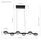 Vonn Lighting Milano 39" 6-Light Black Integrated LED Linear Chandelier With Clear Acrylic Shades