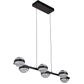 Vonn Lighting Milano 39" 6-Light Black Integrated LED Linear Chandelier With Clear Acrylic Shades