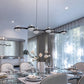 Vonn Lighting Milano 39" 6-Light Black Integrated LED Linear Chandelier With Clear Acrylic Shades
