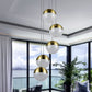 Vonn Lighting Ravello 10" 5-Light Brass Integrated LED Round Chandelier With White Acrylic Shades