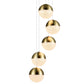 Vonn Lighting Ravello 10" 5-Light Brass Integrated LED Round Chandelier With White Acrylic Shades