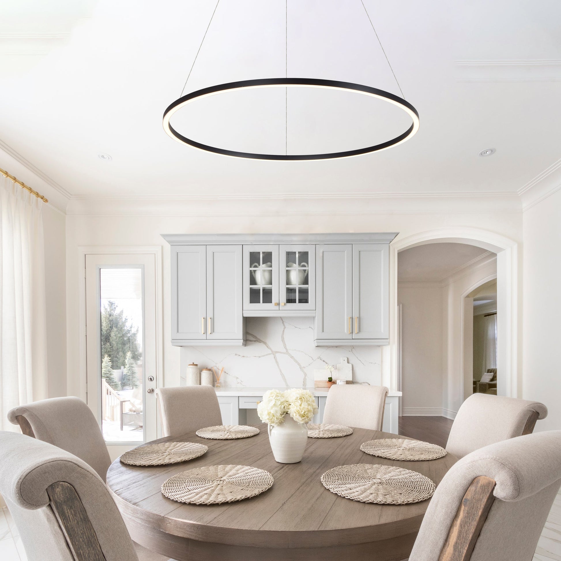 Vonn Lighting Tania 39" Black Integrated LED Round Chandelier With Acrylic Shade