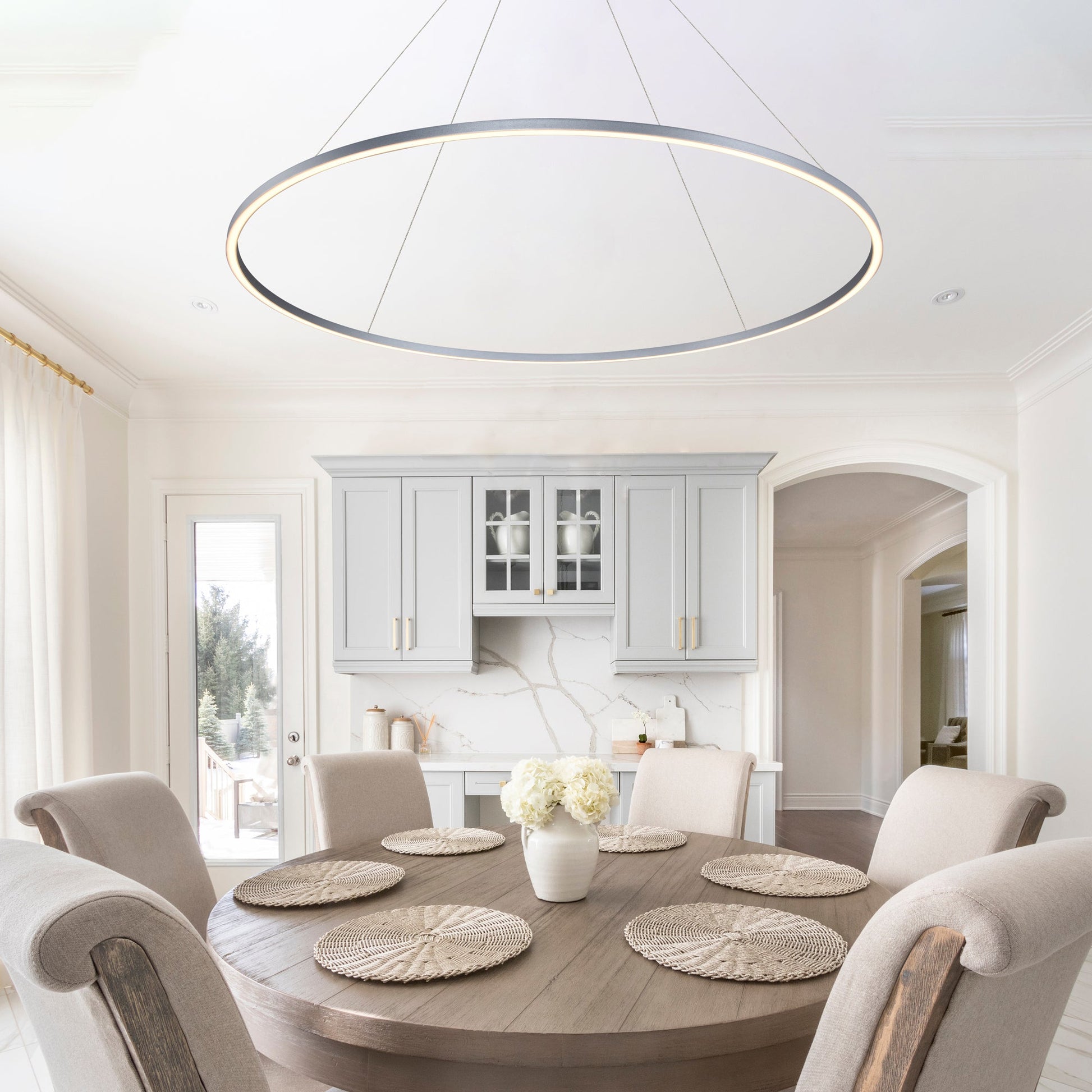 Vonn Lighting Tania 60" Silver Integrated LED Round Chandelier With Acrylic Shade