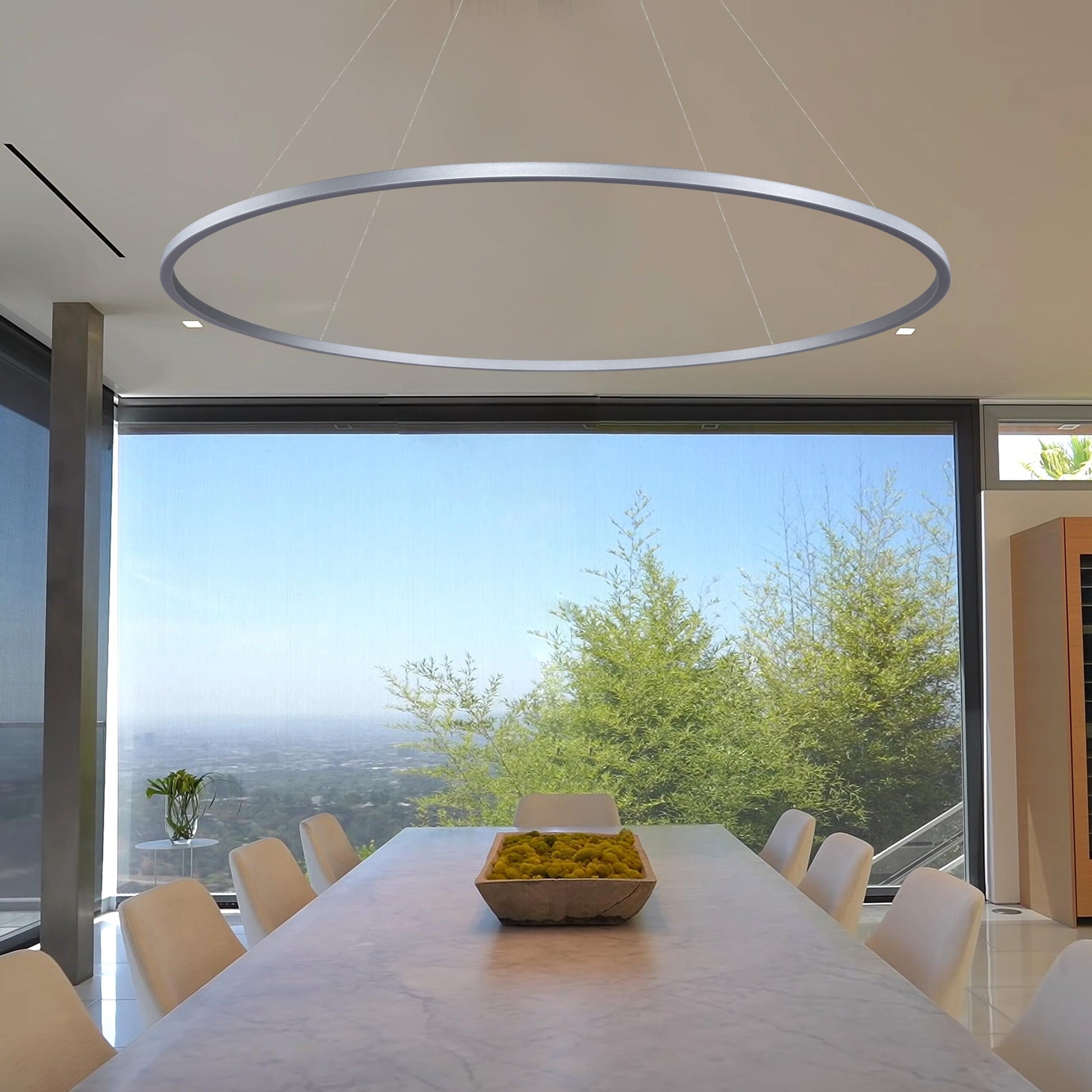 Vonn Lighting Tania 60" Silver Integrated LED Round Chandelier With Acrylic Shade