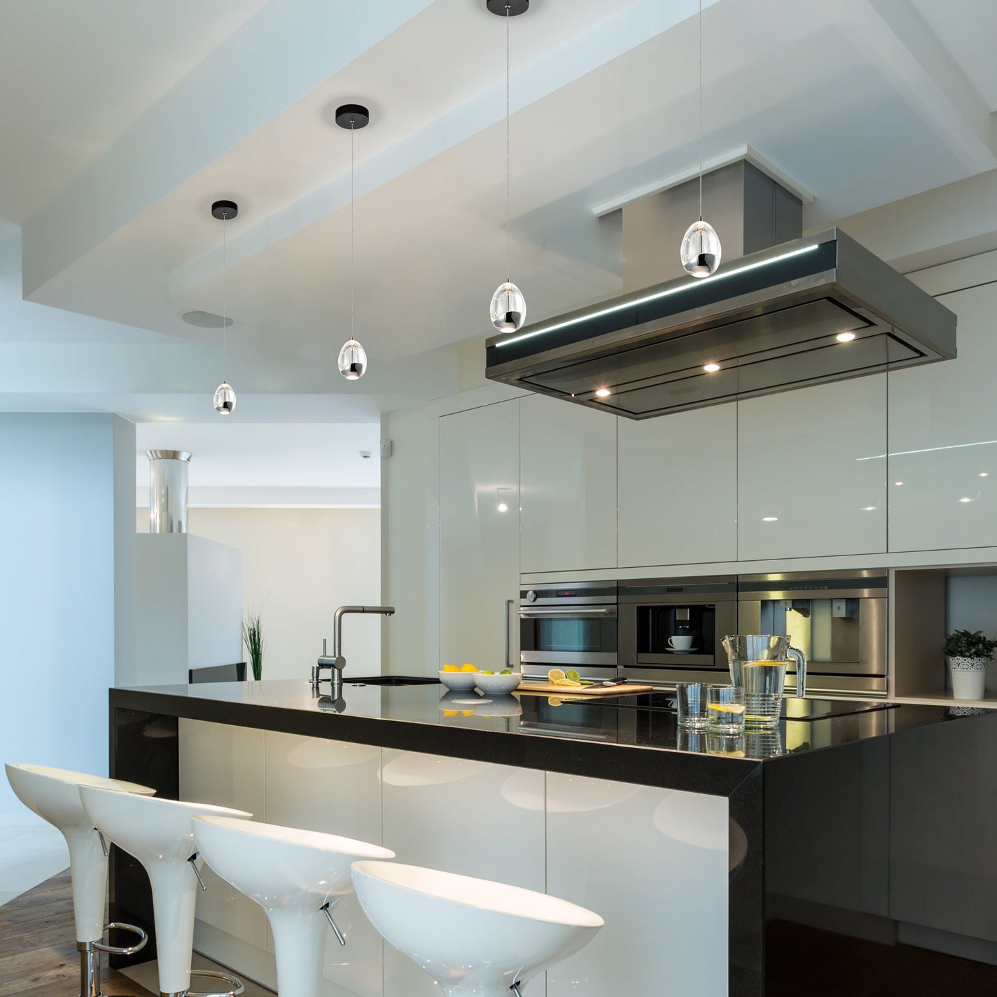 Vonn Lighting Venezia 4" Polished Chrome Integrated LED Round Pendant With Clear Glass Shade