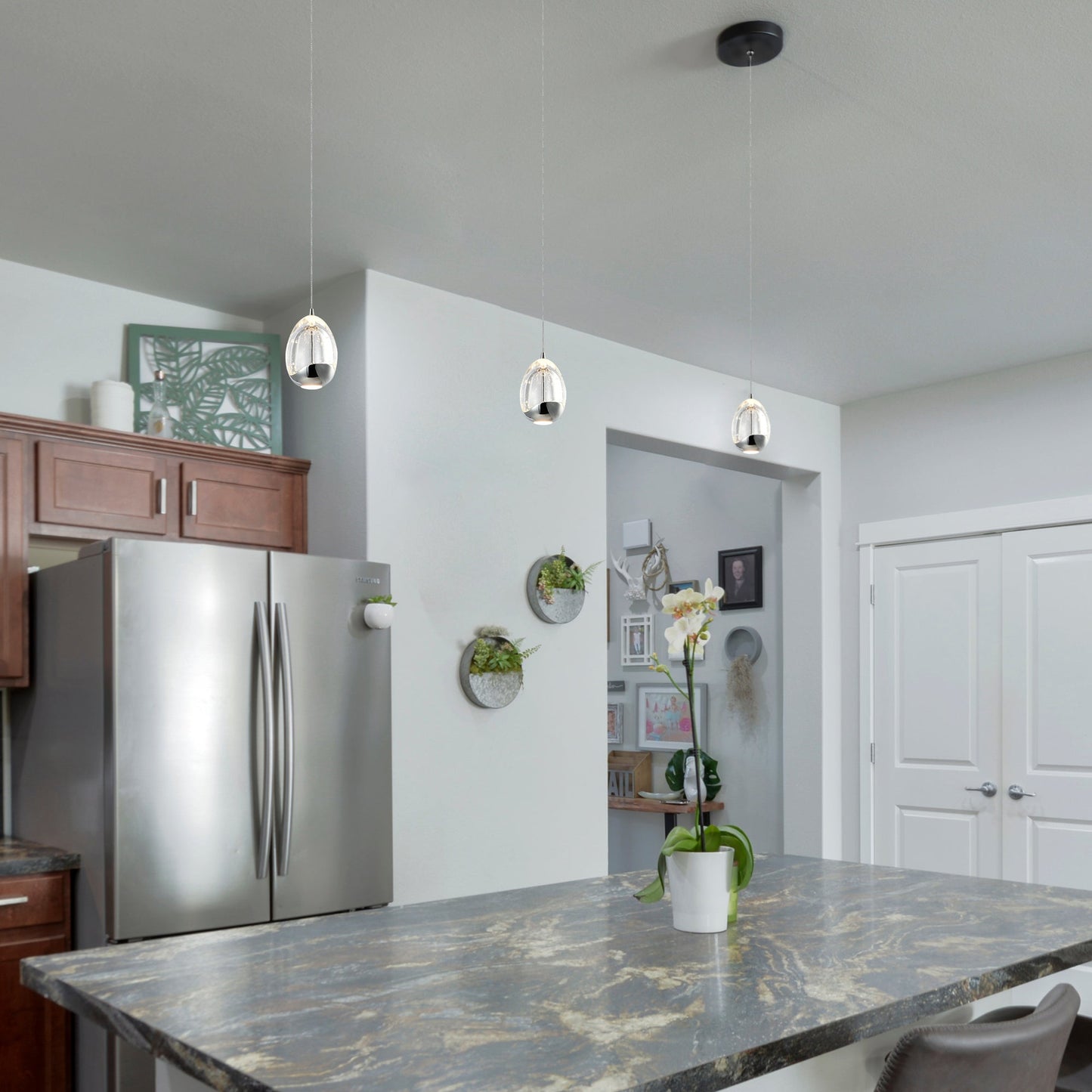 Vonn Lighting Venezia 4" Polished Chrome Integrated LED Round Pendant With Clear Glass Shade