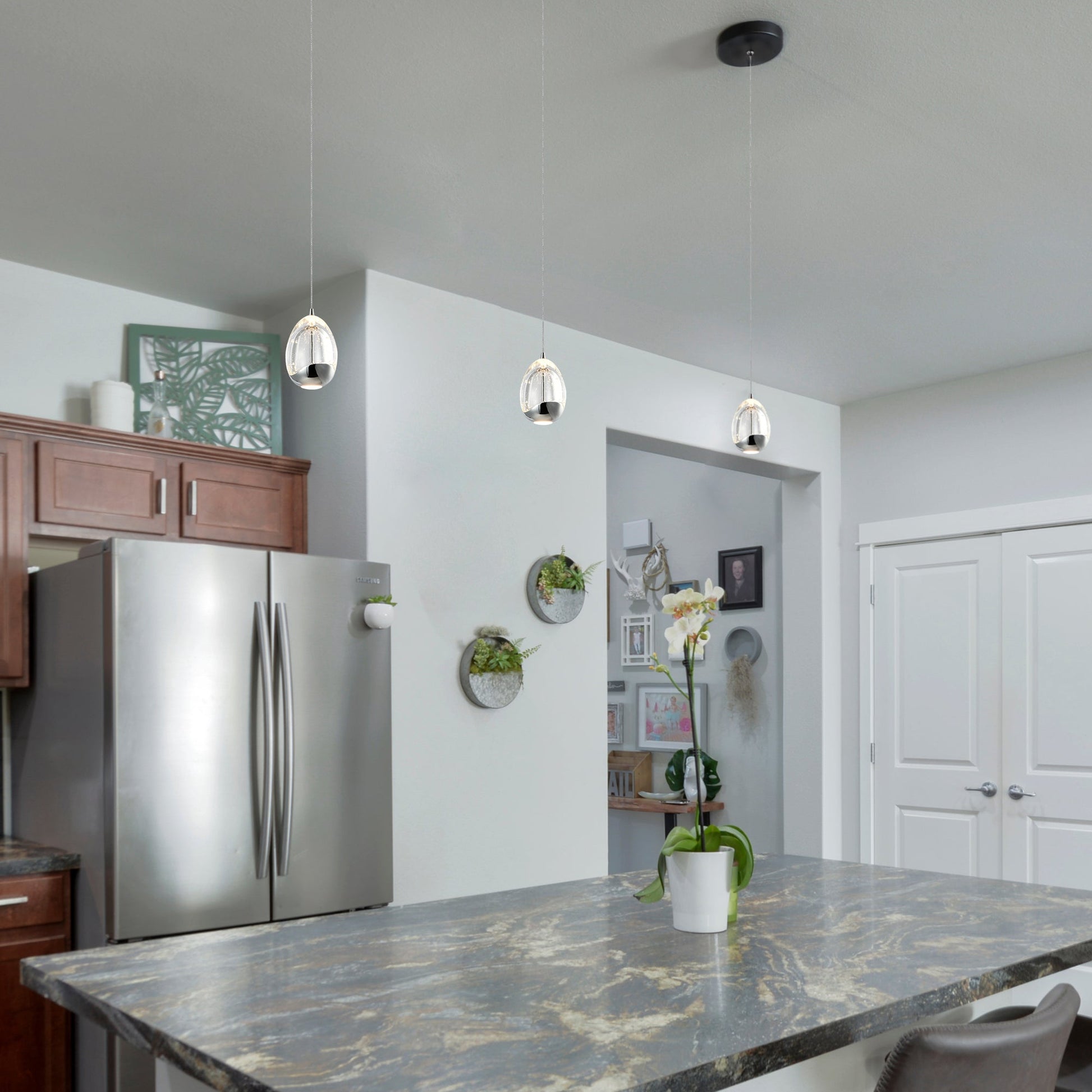 Vonn Lighting Venezia 4" Polished Chrome Integrated LED Round Pendant With Clear Glass Shade