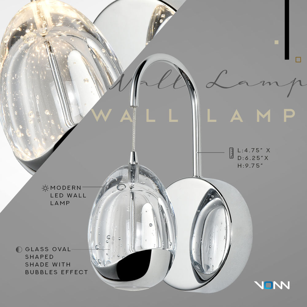 Vonn Lighting Venezia 5" Polished Chrome Integrated LED Round Wall Sconce With Clear Glass Shade