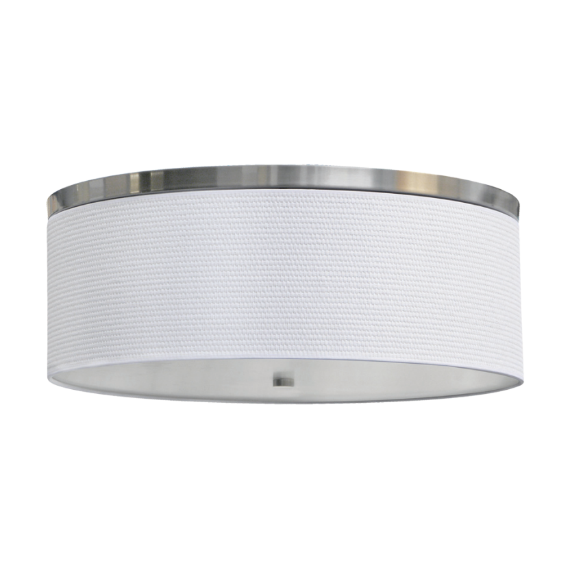 Whitfield Lighting 22" x 7" Satin Steel Finish With White Fabric 3 LED Light Flush Mount Lamp