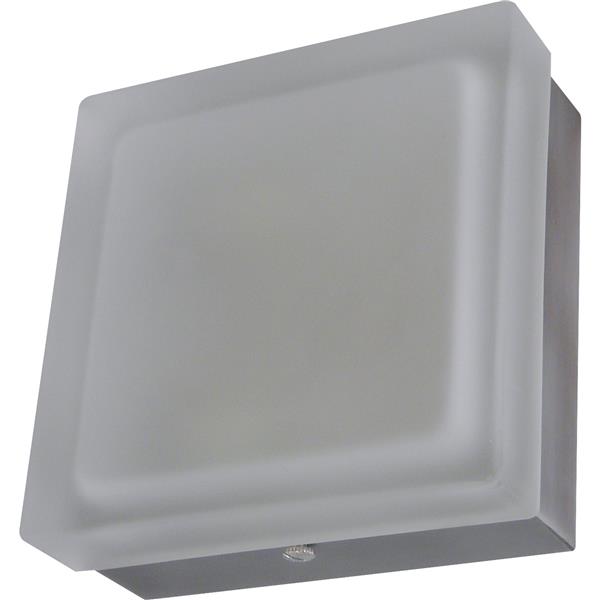 Whitfield Lighting 9" x 9" Brushed Pewter Finish With White Glass 2 LED Light Flush Mount Lamp