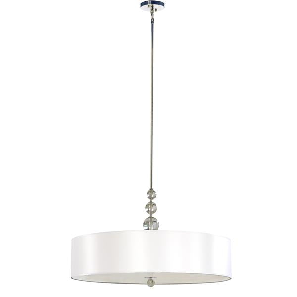 Whitfield Lighting Charlotte 30" x 18" Chrome Finish With Pristine White Fabric Shade 5-Light Chandelier