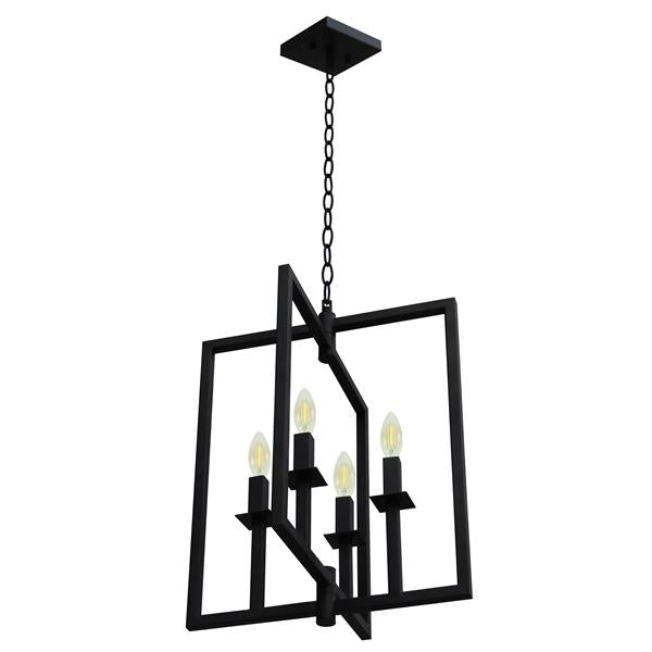 Whitfield Lighting Maxine 15" x 15" Black Finish 4-Light Chandelier