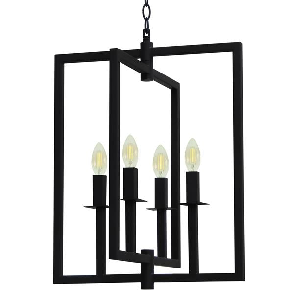 Whitfield Lighting Maxine 15" x 15" Black Finish 4-Light Chandelier